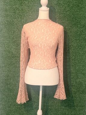 Windsor Blush Pink Lace Long-Sleeve Top